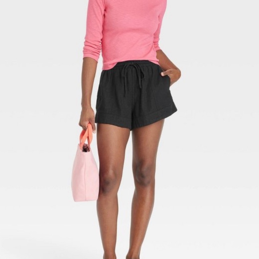 Women's Mid-Rise Linen Pull-On Shorts NWT MEDIUM